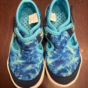 Lands' End Water Shoes Blue and Green with Elastic Lacing